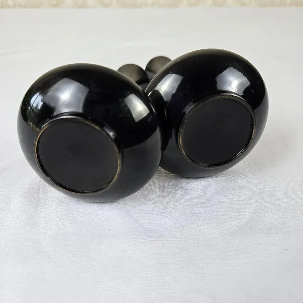 Pair of Japanese Genie Bottle Bud Vases Snow Capped Mt Fuji Village Etching Vtg